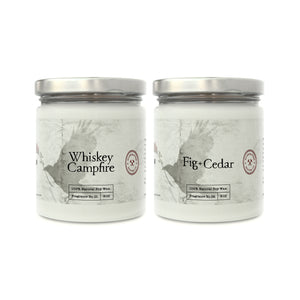 Whiskey Campfire and Fig+Cedar Soy Candles